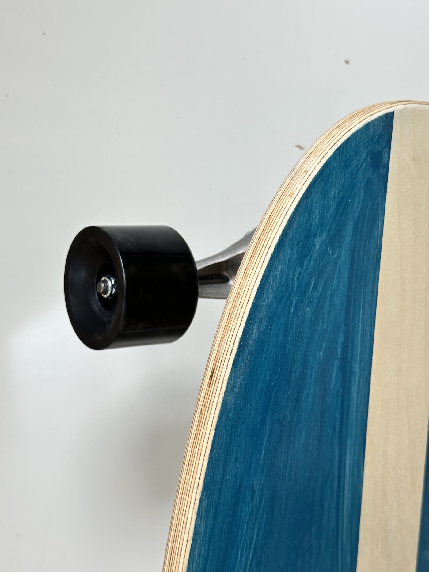 Deep blue stained deck edge detail