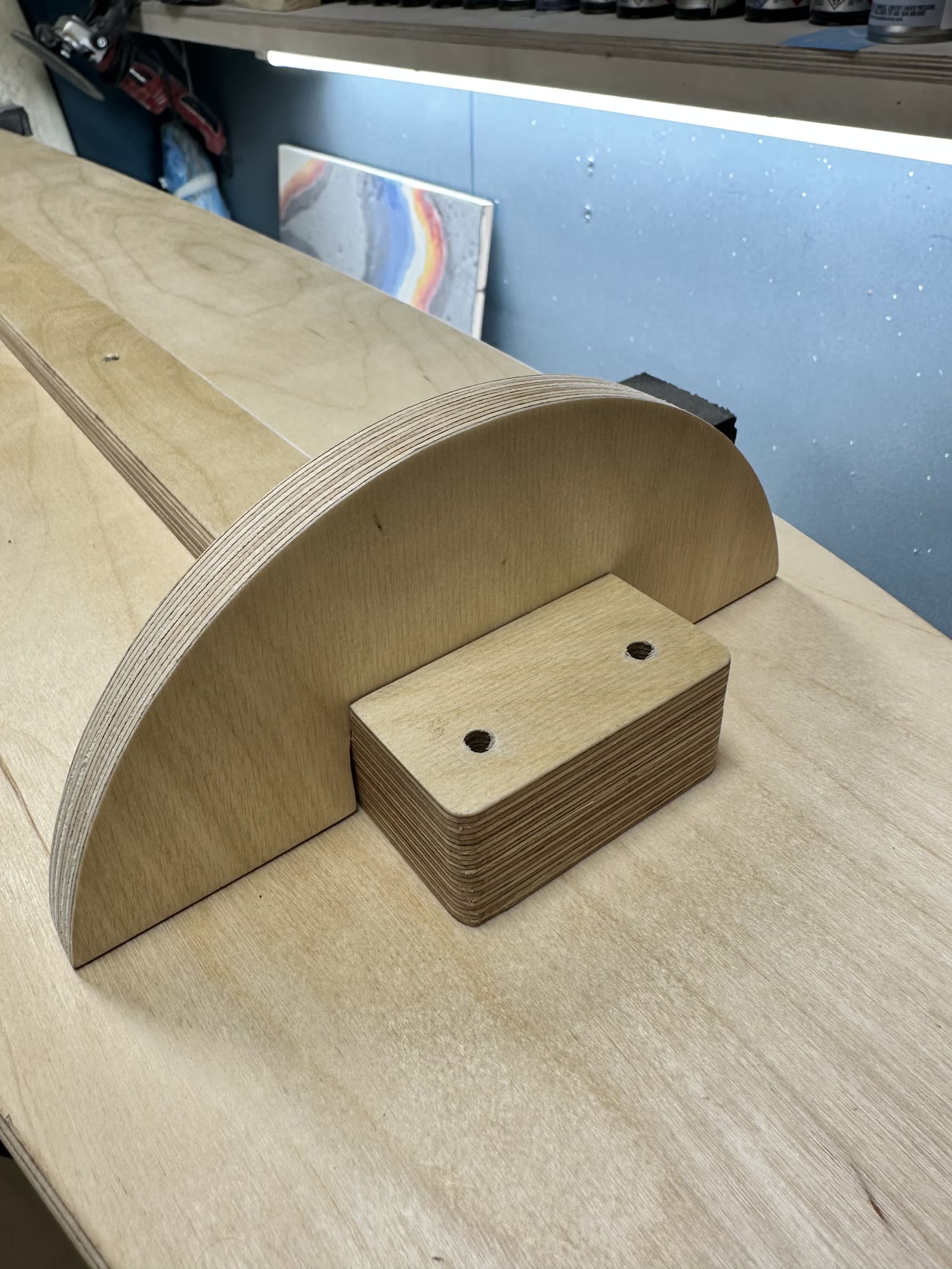 Balance arc and deck on the workshop bench