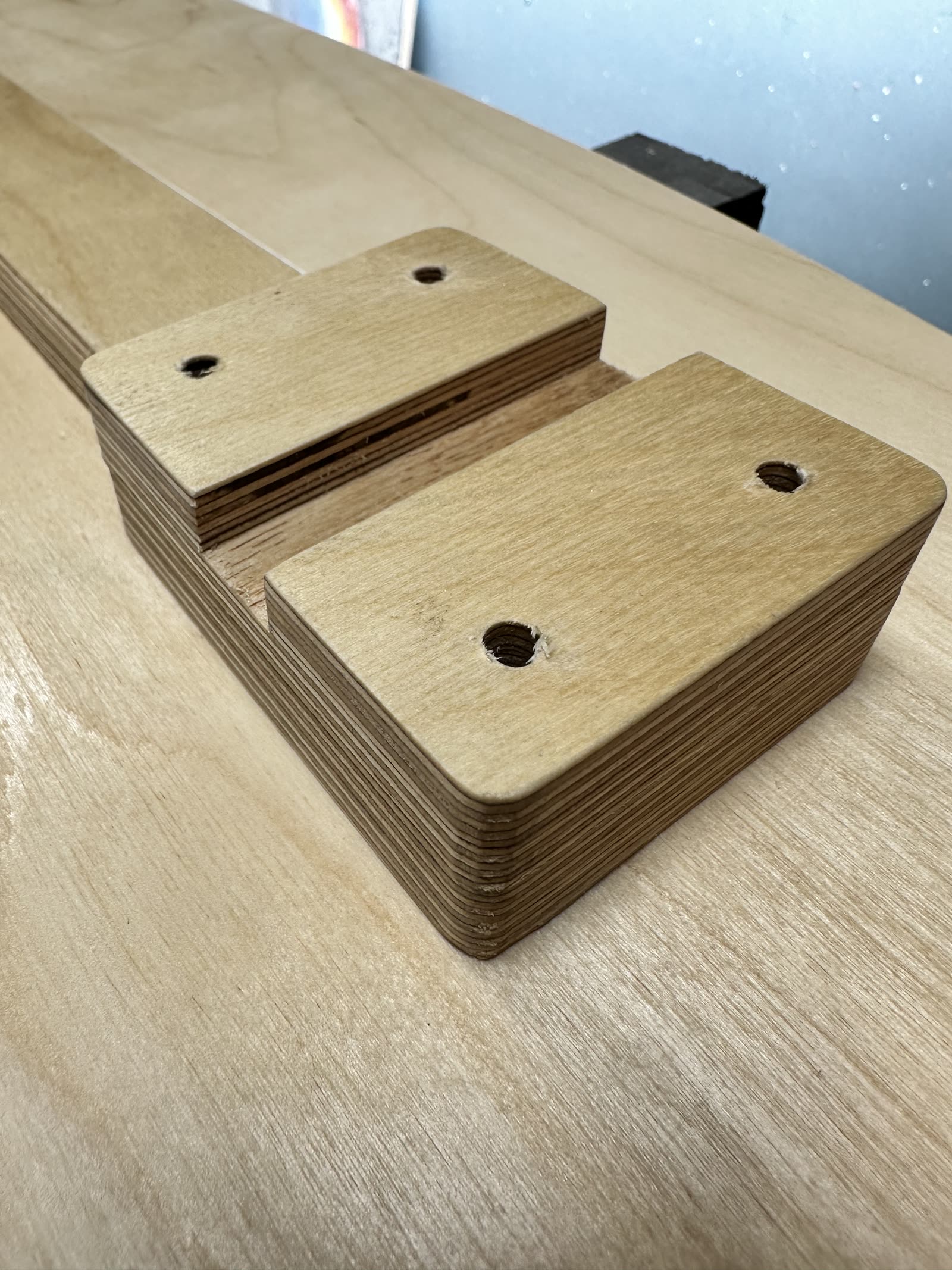 Underside of the Olo deck showing the integrated wooden connector block